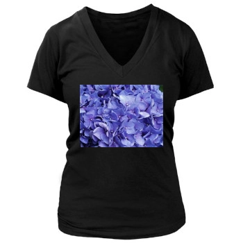 Flowers Women's Deep V-Neck TShirt