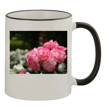 Flowers 11oz Colored Rim & Handle Mug