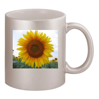 Flowers 11oz Metallic Silver Mug