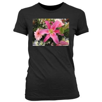 Flowers Women's Junior Cut Crewneck T-Shirt