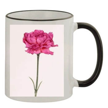 Flowers 11oz Colored Rim & Handle Mug