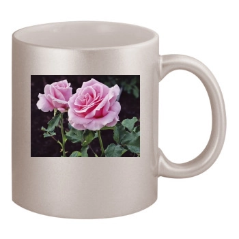 Flowers 11oz Metallic Silver Mug