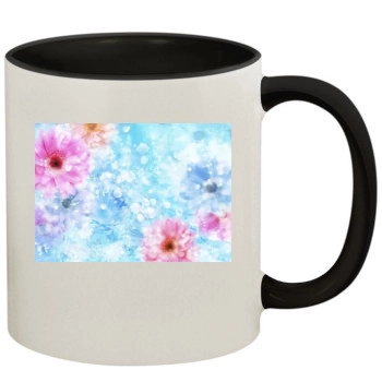 Flowers 11oz Colored Inner & Handle Mug