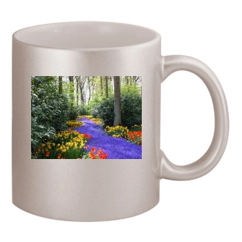 Flowers 11oz Metallic Silver Mug