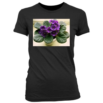 Flowers Women's Junior Cut Crewneck T-Shirt