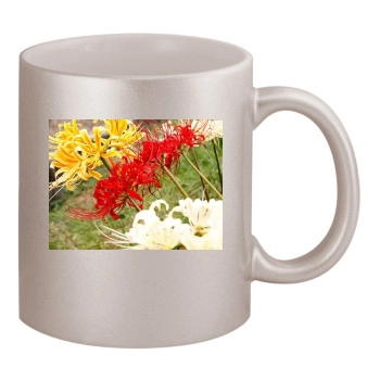 Flowers 11oz Metallic Silver Mug