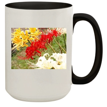 Flowers 15oz Colored Inner & Handle Mug