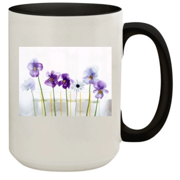 Flowers 15oz Colored Inner & Handle Mug