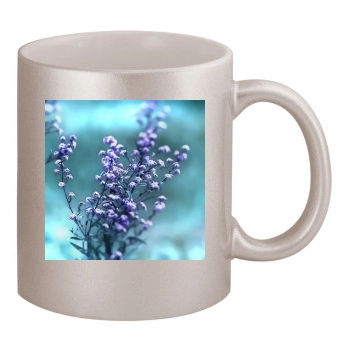 Flowers 11oz Metallic Silver Mug