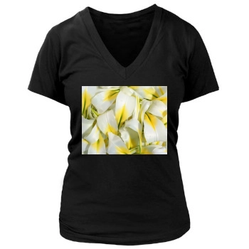 Flowers Women's Deep V-Neck TShirt