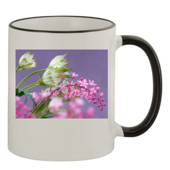 Flowers 11oz Colored Rim & Handle Mug