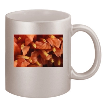 Flowers 11oz Metallic Silver Mug