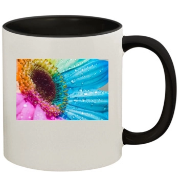 Flowers 11oz Colored Inner & Handle Mug