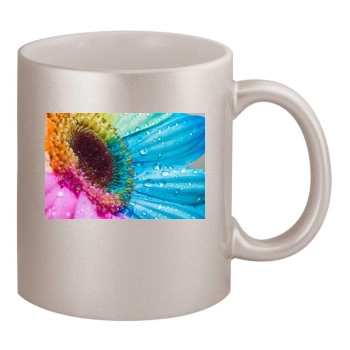 Flowers 11oz Metallic Silver Mug