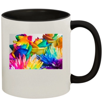 Flowers 11oz Colored Inner & Handle Mug