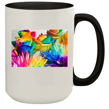 Flowers 15oz Colored Inner & Handle Mug