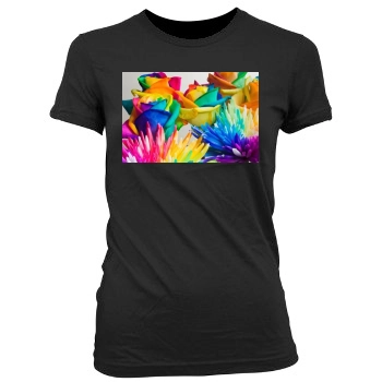 Flowers Women's Junior Cut Crewneck T-Shirt