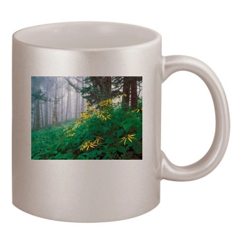 Flowers 11oz Metallic Silver Mug