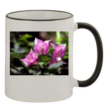 Flowers 11oz Colored Rim & Handle Mug