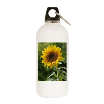 Flowers White Water Bottle With Carabiner