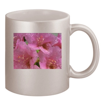 Flowers 11oz Metallic Silver Mug