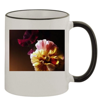 Flowers 11oz Colored Rim & Handle Mug