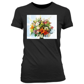 Flowers Women's Junior Cut Crewneck T-Shirt