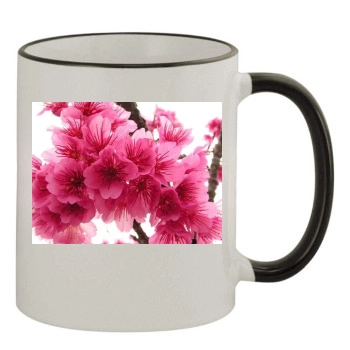 Flowers 11oz Colored Rim & Handle Mug