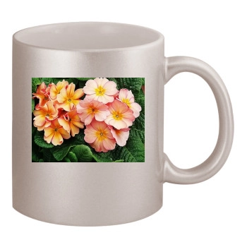 Flowers 11oz Metallic Silver Mug