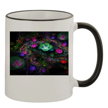 Flowers 11oz Colored Rim & Handle Mug