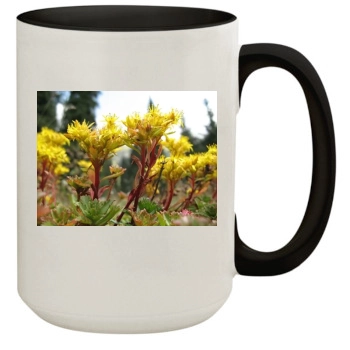 Flowers 15oz Colored Inner & Handle Mug