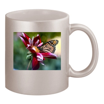 Flowers 11oz Metallic Silver Mug