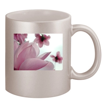 Flowers 11oz Metallic Silver Mug