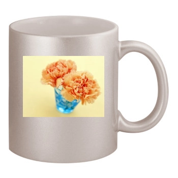 Flowers 11oz Metallic Silver Mug