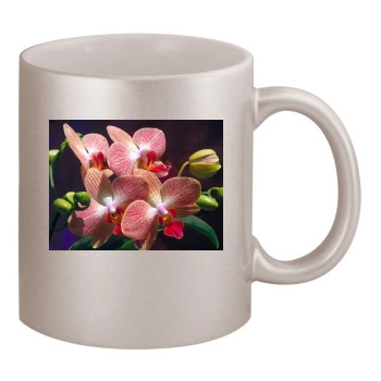 Flowers 11oz Metallic Silver Mug