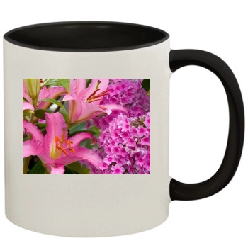 Flowers 11oz Colored Inner & Handle Mug