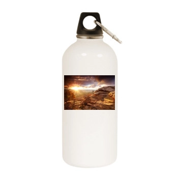 Desert White Water Bottle With Carabiner