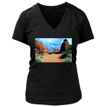 Desert Women's Deep V-Neck TShirt