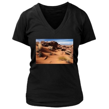 Desert Women's Deep V-Neck TShirt