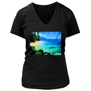 Islands Women's Deep V-Neck TShirt