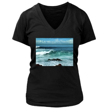 Oceans Women's Deep V-Neck TShirt