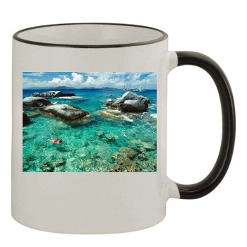 Oceans 11oz Colored Rim & Handle Mug