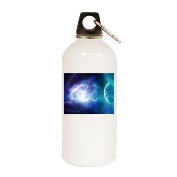 Sky White Water Bottle With Carabiner