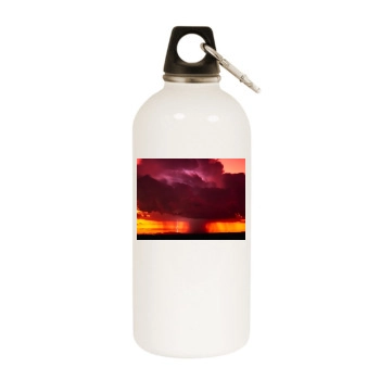 Sky White Water Bottle With Carabiner