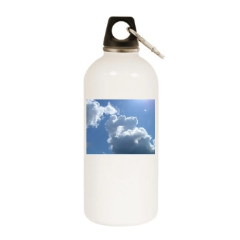 Sky White Water Bottle With Carabiner