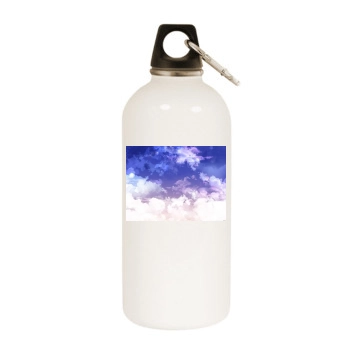 Sky White Water Bottle With Carabiner