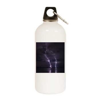 Sky White Water Bottle With Carabiner