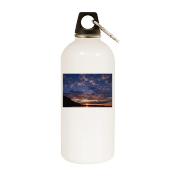 Sky White Water Bottle With Carabiner