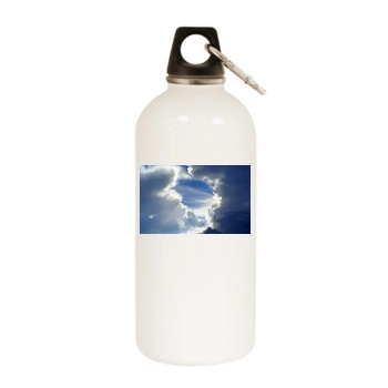 Sky White Water Bottle With Carabiner