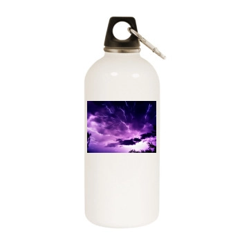 Sky White Water Bottle With Carabiner